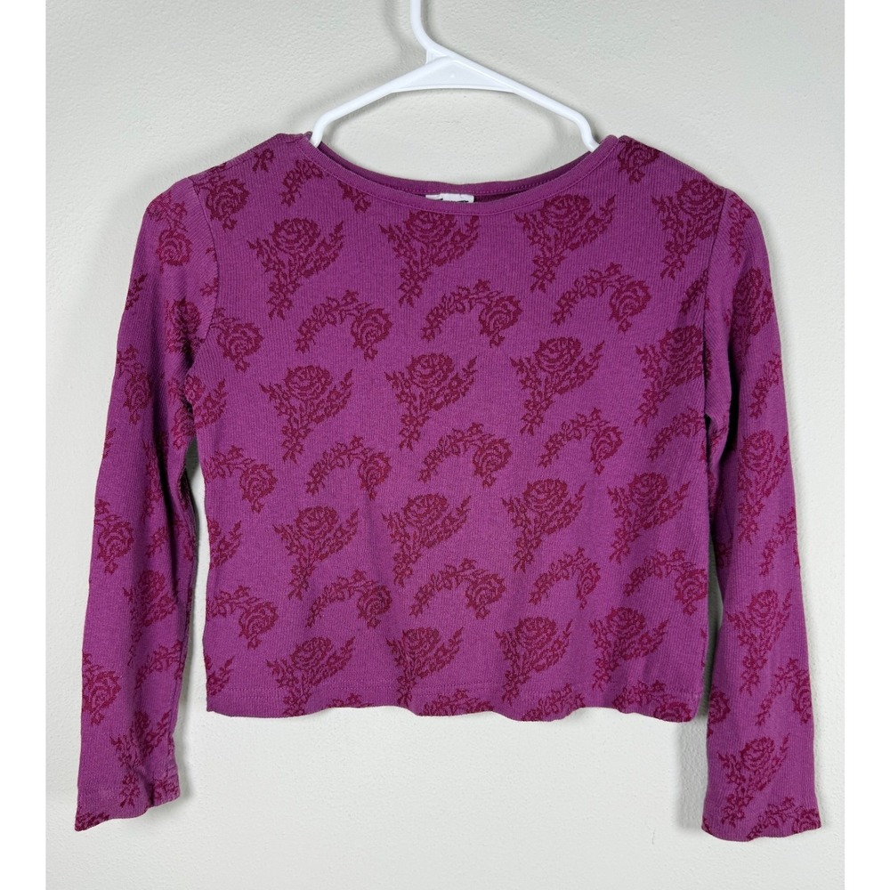 Vtg CP Shades  Sausalito Floral Burnout Top Women S Purple Long Sleeve Cropped‎